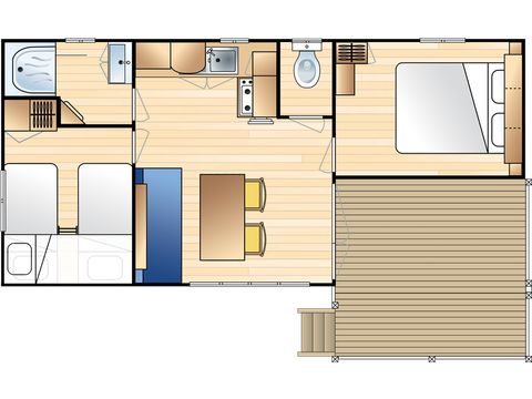 Mobilhome 6 personnes - LOISIR D 27m² / 2 chambres - terrasse
