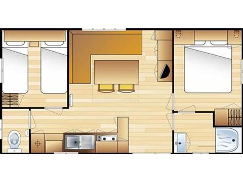 Mobilhome 6 personnes - PRIMEO D 27m² / 2 chambres - terrasse couverte