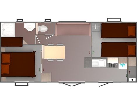 Mobilhome 6 personnes - COTTAGE D 27m² / 2 chambres - terrasse couverte