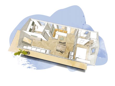 MOBILHOME 6 personnes - Mobil-home RIDEAU BAHIA 87.2  33m² / 2 chambres - terrasse