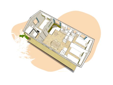 MOBILHOME 6 personnes - RIDEAU TOSCANE 87.3  33m² / 3 chambres - terrasse