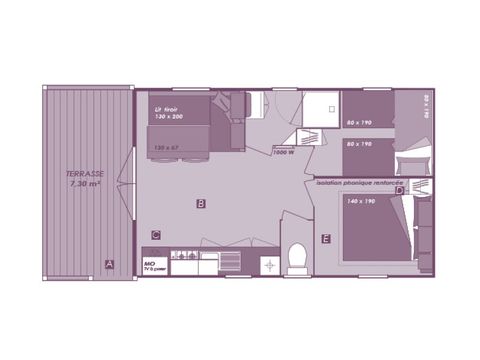 MOBILHOME 5 personnes - CONFORT ROSSIGNOL - climatisé 