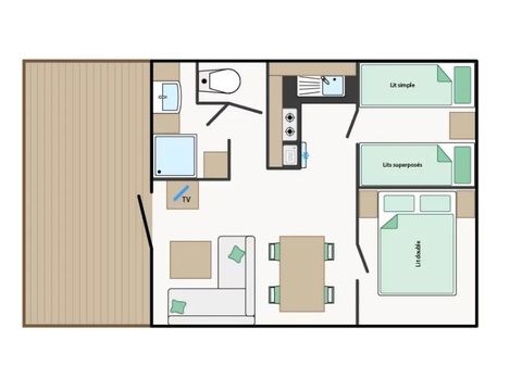 MOBILHOME 5 personnes - Mobile-home FAUVETTE*** 5 personnes