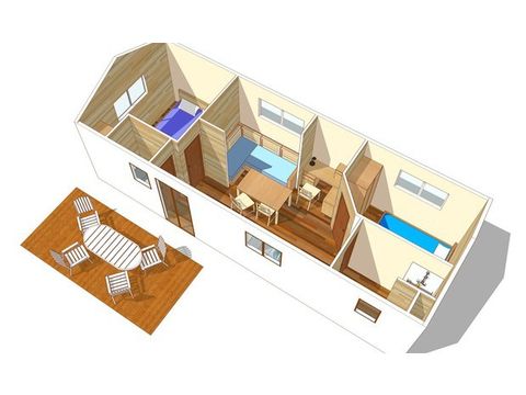 Mobilhome 4 personnes - Classic XL | 2 Ch.ambres | Terrasse surélevée | TV