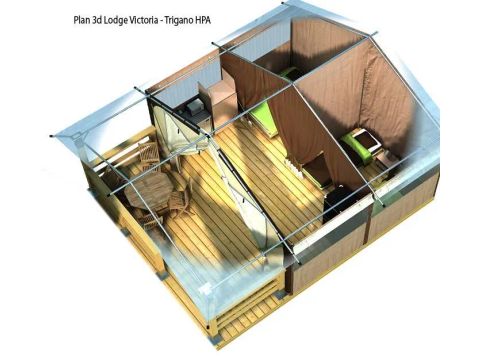 TENTE 5 personnes - Tente Eden Standard 30m² 2 chambres - sans sanitaires + Vue sur le Lot + terrasse couverte 11.5m² 5 pers