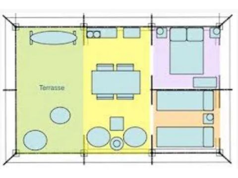 Tente en toile et en bois 5 personnes - Lodge Nature 3 Pièces 5 Personnes Sans Sanitaires