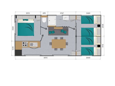 MOBILHOME 6 personnes - Cottage Semaphore 6p 3ch 1sdb