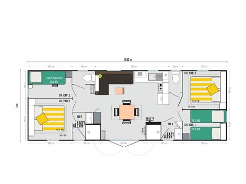 MOBILHOME 8 personnes - Cottage Privilège 4Ch 8pers