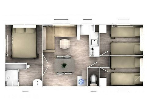 MOBILHOME 7 personnes - CONFORT - 3 chambres avec climatisation +TV 