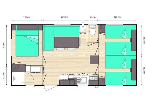 MOBILHOME 6 personnes - Classique 3ch (dim)