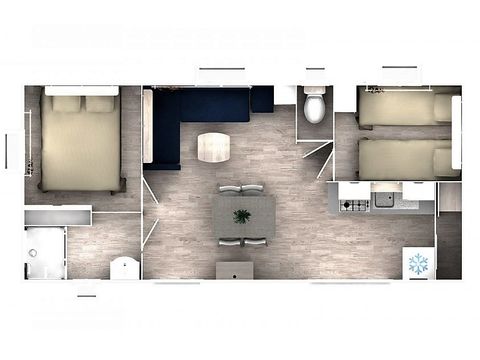 MOBILHOME 5 personnes - CONFORT - 2 chambres avec climatisation + TV
