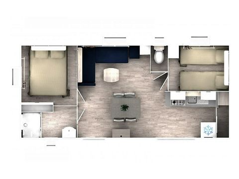 MOBILHOME 5 personnes - CONFORT - 2 chambres avec climatisation + TV