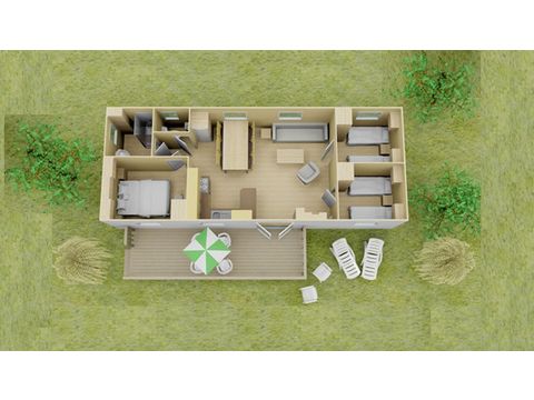 MOBILHOME 6 personnes - Comfort | 3 Ch. | 6 Pers. | Terrasse surélevée | 1 SDB | Clim.