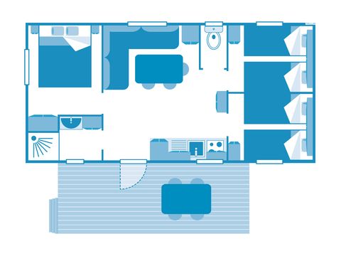 MOBILHOME 6 personnes - COTTAGE 6p 3ch ***<br/>