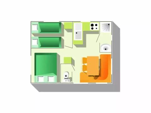 MOBILHOME 4 personnes - Mobil Home Bambou 3 Pièces 4 Personnes + TV