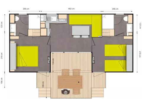 MOBILHOME 4 personnes - Mobil Home Pins 3 Pièces 4 Personnes Climatisé + TV