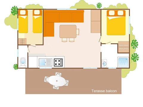 Mobilhome 6 personnes - Classic XL | 2 Ch. | 4/6 Pers. | Terrasse surélevée