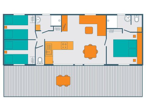 MOBILHOME 6 personnes - MOBIL-HOME CONFORT 6 Pers 42M² 3 Chambres 2 Sdb