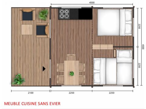 Tente en toile et en bois 5 personnes - Tente Lodge 2 ch