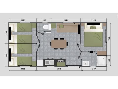 Mobilhome 6 personnes - 3 chambres confort + loggia