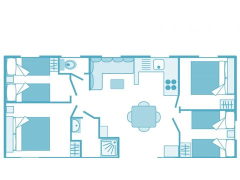 MOBILHOME 8 personnes -  Mobil-home | Premium | 4 Ch. | 8 Pers. | Terrasse surélevée | 1 SDB | TV