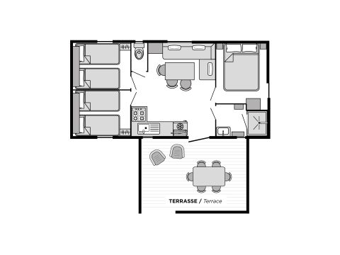 Mobilhome 6 personnes - 3 chambres - CLIM - TV - Lave-vaisselle