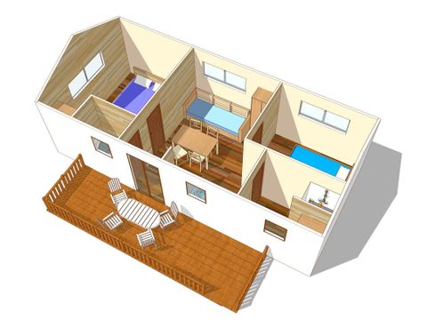 Mobilhome 4 personnes - Comfort XL | 2 Ch. | 4 Pers. | Terrasse surélevée | Clim