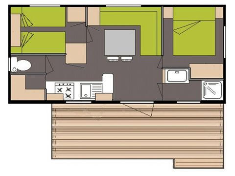 MOBILHOME 4 personnes - classique 2 chambres 4 personnes, clim