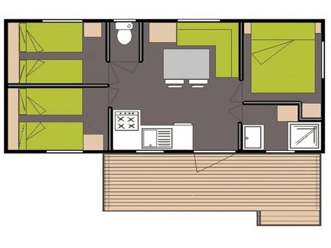 MOBILHOME 6 personnes - classique 3 chambres 6 personnes Dimanche
