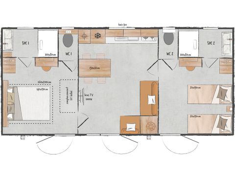 MOBILHOME 4 personnes - Mobil home Ciela Prestige - 2 chambres dont 1 suite parentale - draps, serviettes et barbecue
