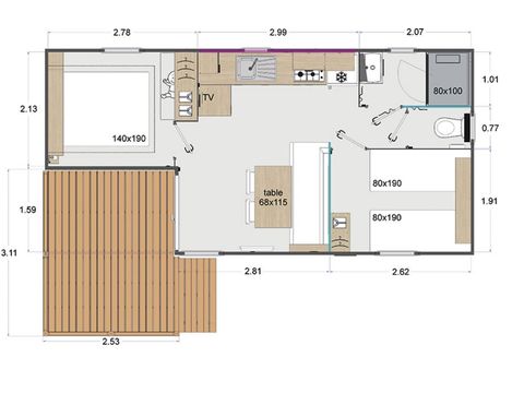 MOBILHOME 4 personnes - COTTAGE PREMIUM - Les Genêts | 4 pers.