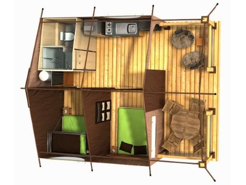 Tente en toile et en bois 5 personnes - LODGE CONFORT Victoria | 5 pers. 2 ch.