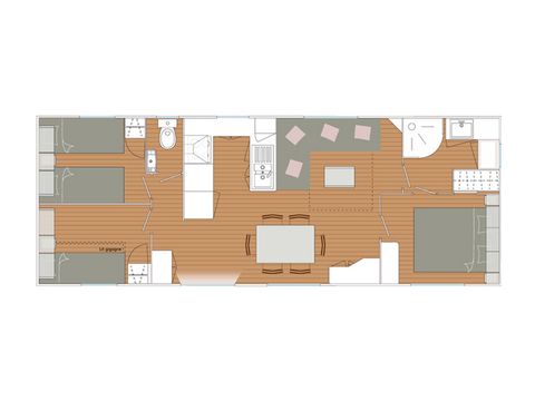 MOBILHOME 6 personnes - Blueberry 3  PREMIUM -2 chambres 40m²- *Clim, terrasse, TV*