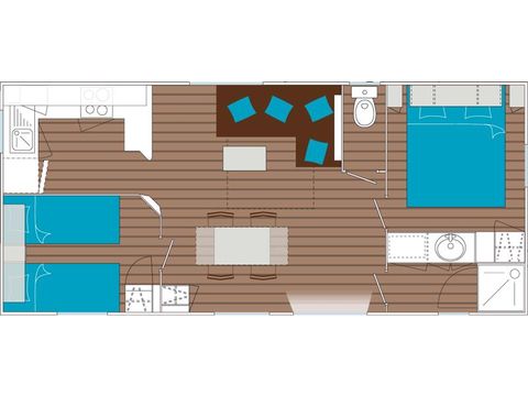 MOBILHOME 4 personnes - Sumba  CONFORT -2 chambres 32m²- *Clim, terrasse, TV*