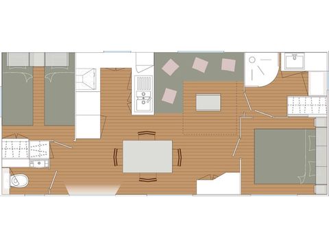 MOBILHOME 4 personnes - Blueberry  PREMIUM -2 chambres 32m²- *Clim, terrasse, TV*