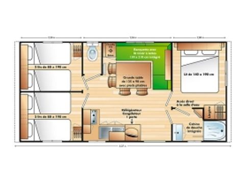 MOBILHOME 8 personnes - 3 chambres