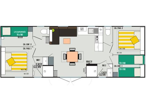 MOBILHOME 8 personnes - 4 chambres