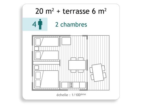 BUNGALOW TOILÉ 4 personnes - Sans sanitaires
