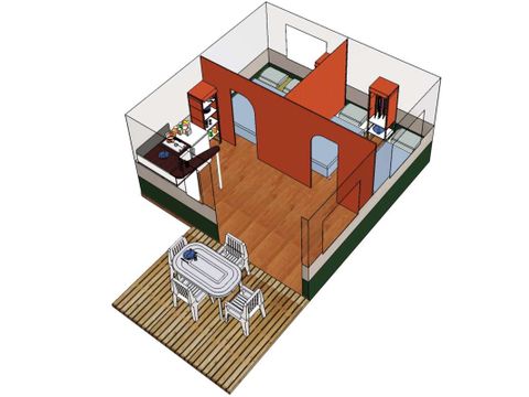 BUNGALOW 4 personnes - Toile Cyrus, Sans sanitaires dimanche haute saison
