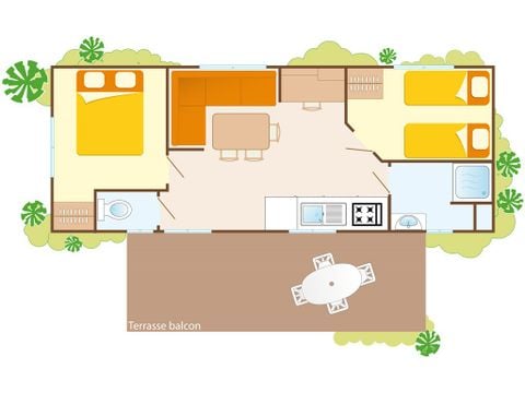 MOBILHOME 6 personnes -  Comfort | 2 Ch. | 4/6 Pers. | Terrasse surélevée