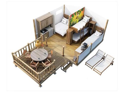 TENTE TOILE ET BOIS 5 personnes - SunLodge Jungle