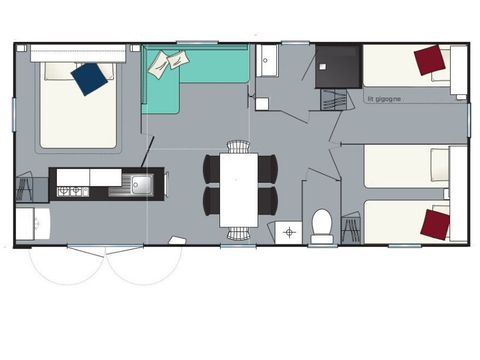MOBILHOME 8 personnes - Loisir 8 personnes 3 chambres 34m²