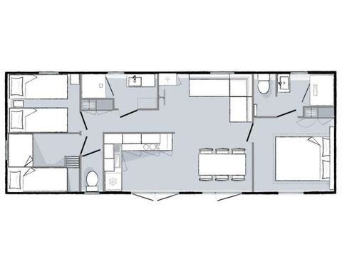 Mobilhome 6 personnes - Premium - 3 chambres - 2 salles de bain 40m²