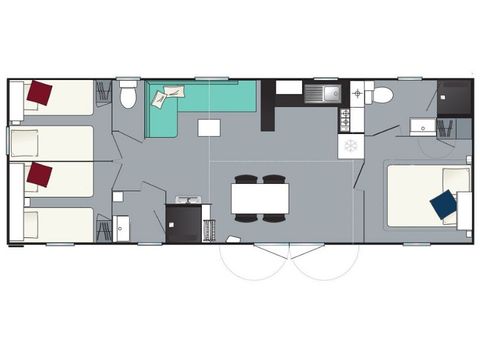 MOBILHOME 6 personnes - Copy Confort 6 personnes 3 chambres 2 sdb 37m²