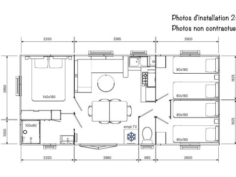 MOBILHOME 6 personnes - Espace 33m² - Climatisation TV