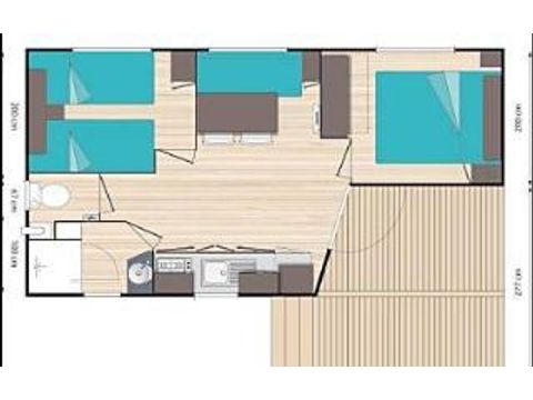 Mobilhome 4 personnes - Lancelot Standard 25m² - 2 chambres - Terrasse semi couverte