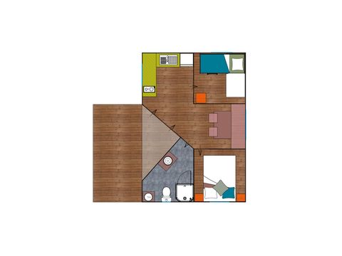 TENTE TOILE ET BOIS 4 personnes - Cabane d'Uther Confort 27m² (2 chambres) + terrasse semi-couverte 4 pers