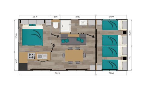 Mobilhome 6 personnes - Mobil-home Premium 3 chambres