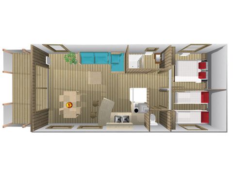 Tente en toile et en bois 4 personnes - EcoLodge 4 PL