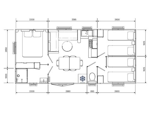 MOBILHOME 6 personnes - Espace premium 33m² - Climatisation - TV